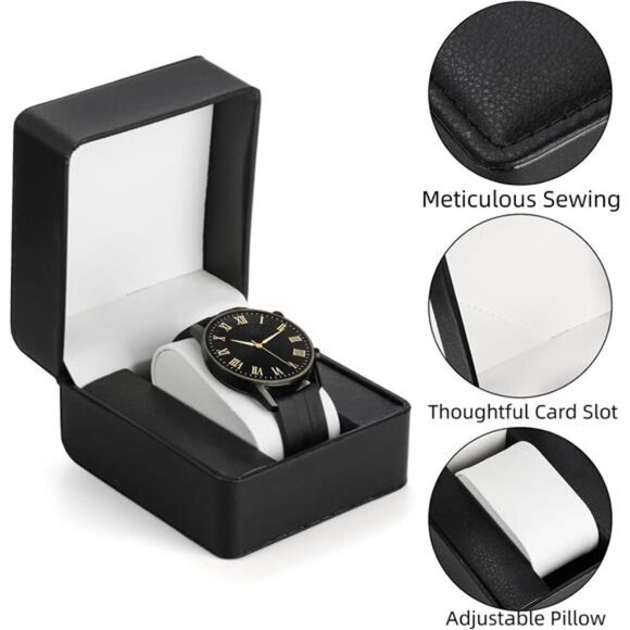 Watch Gift Box Set of 6 PU Leather Single Storage Case Travel Display for Men - Picture 5 of 8